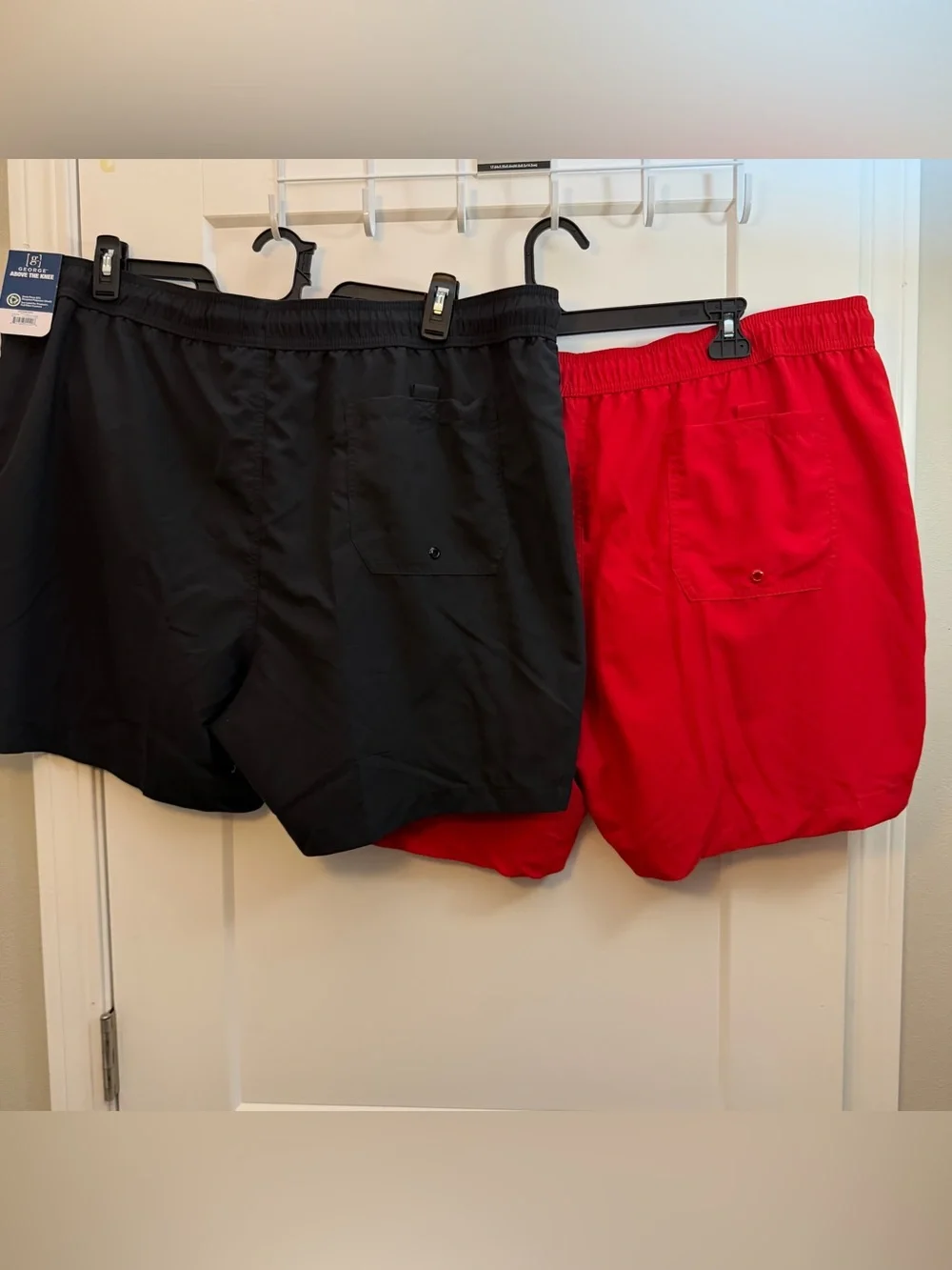 2XL Men's swim Drawstring Shorts - Red and Black - 2 pair